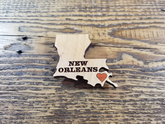 New Orleans Magnet. Louisiana Wooden Heart