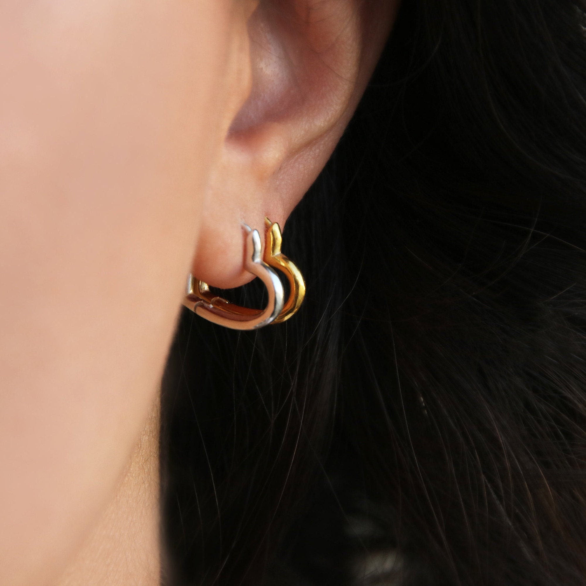 Heart Huggie Earrings, Heart Hoop Delicate Star Dainty Gift For Girlfriend