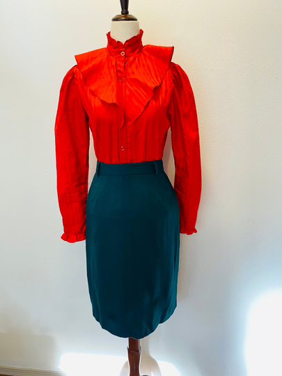 Vintage Sz 12 1980S Rayon Blend Bobby Brooks Classic Pleated Does 1950S Style. Pencil Skirt. Cute. Preppy