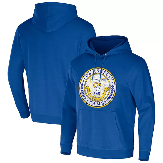 Men's NFL x Darius Rucker Collection by Fanatics Royal Los Angeles Rams Washed Pullover Hoodie, Size: Medium, Blue