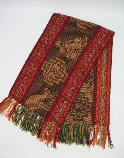 Alpaca Blend Unisex Scarf With Llama & Chakana Design/Peruvian Scarves
