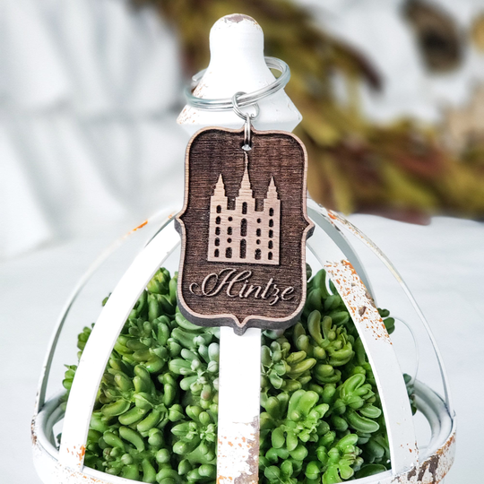 Customized Lds Temple Key Chains Engraved in Wood | Chain Gift