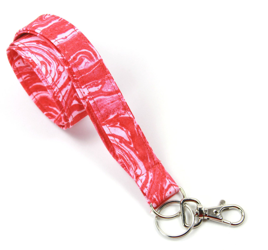Pink Fabric Lanyard, Pink Badge Holder, Wave Lanyard, Shaded Lanyard