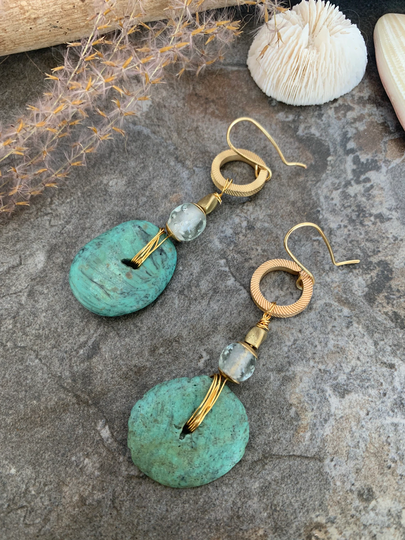 Fun Rustic Design Turquoise Earrings