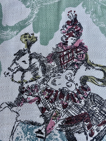 Rare 50's Cohama Masquerade Salesman Sample Vintage Fabric Hand Print with Tag