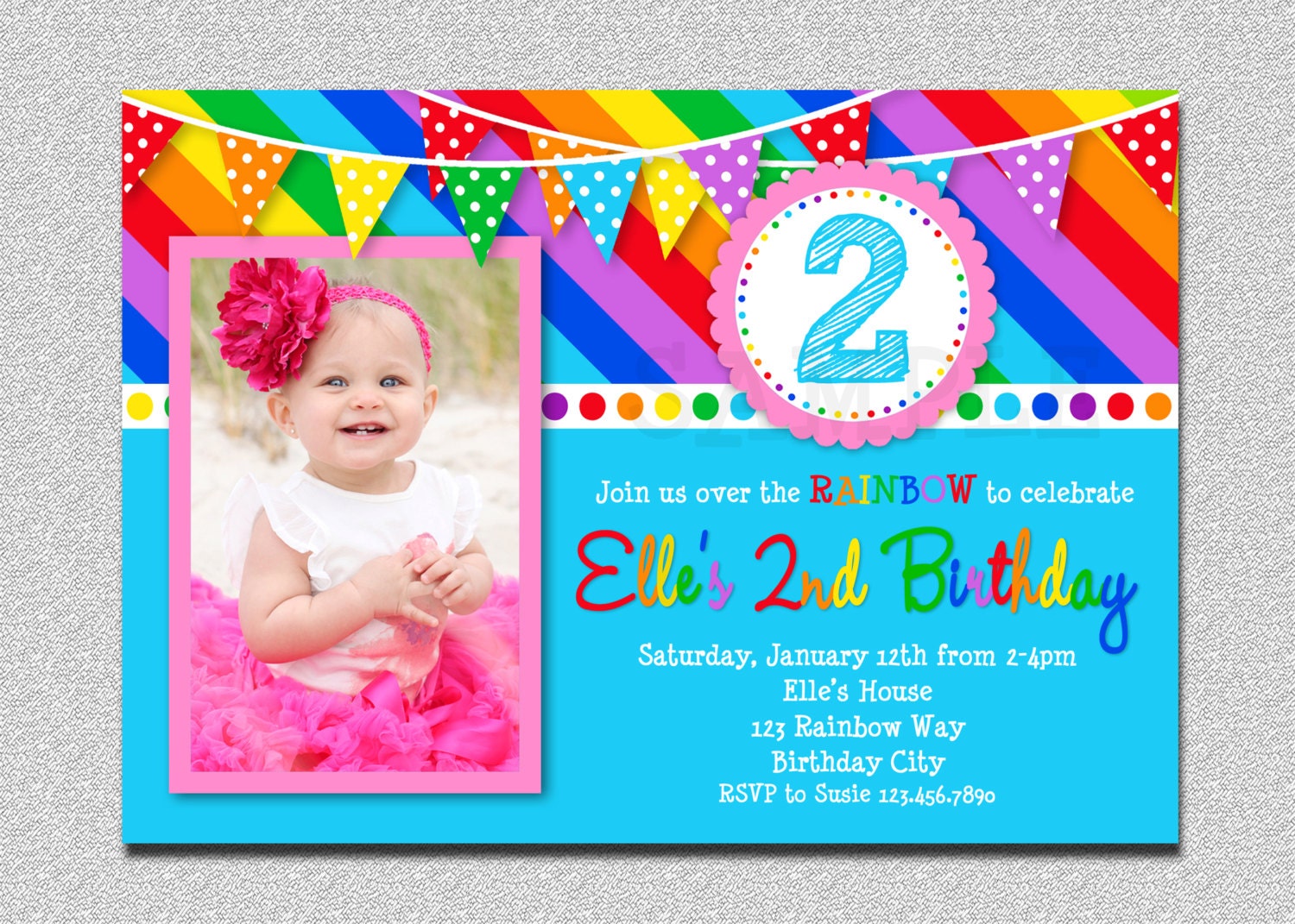 Rainbow Birthday Invitation, Kids Invite 1st, Party, Party, 1st Invitation