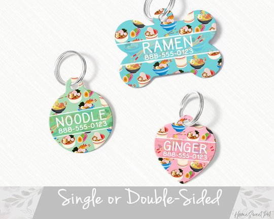 Ramen Dog Tag, Double Sided Cat Noodle Tag For Collar, Pet Id