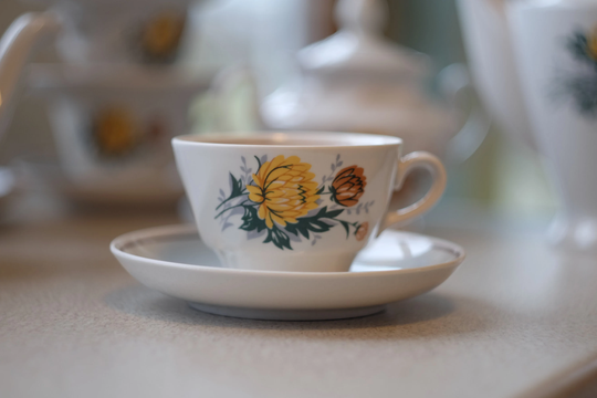 Vintage Riga Porcelain Cups With Saucers/Sugar Bowl Teapot Creamer