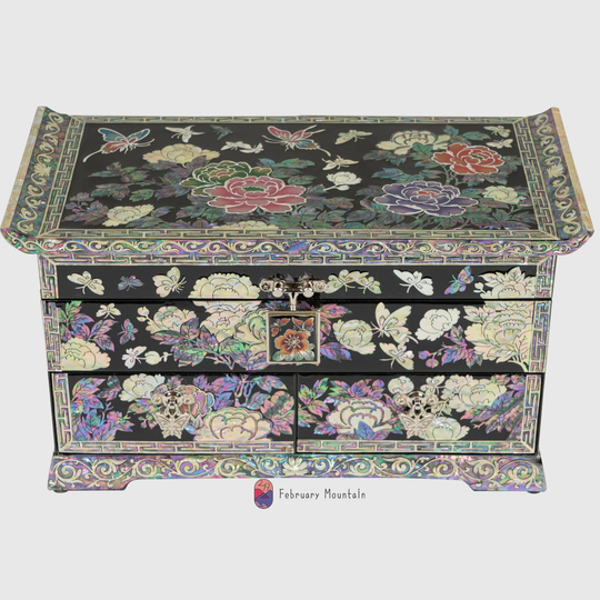 February Mountain Mother Of Pearl Jewelry Box With 2 Drawers Unique Gifts For Women Mom Grandma Sister Wife Best Friend Korean