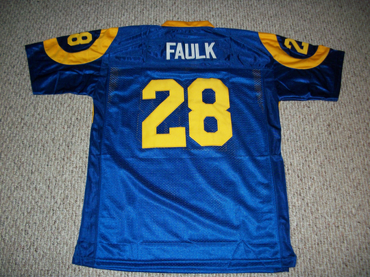 Marshall Faulk Unsigned Custom St. Louis Rams Blue Sewn New Football Jersey Sze S-3xl