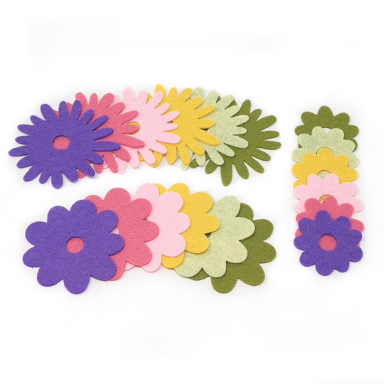 36 Abby Wool Blend Felt Die Cut Applique Flowers - Spring Garden Colors