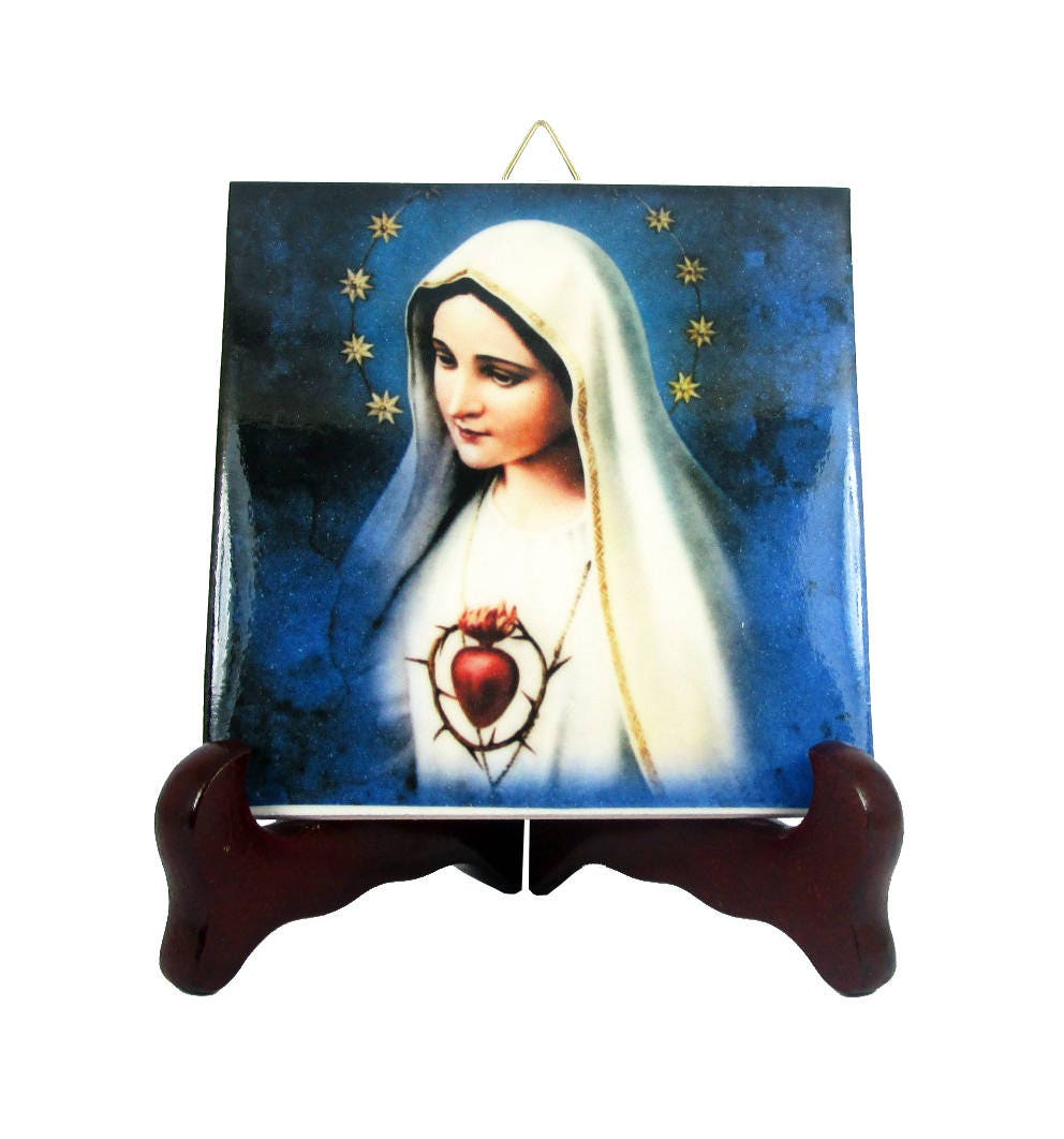 Catholic Art - Our Lady Of Fatima Virgin Mary Print On Ceramic Tile Christian Art, Catholic Wall Decor, Religious Icon