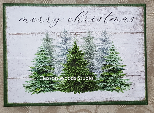 Merry Christmas Farmhouse Trees | Green Canvas 7"x5" Canvas