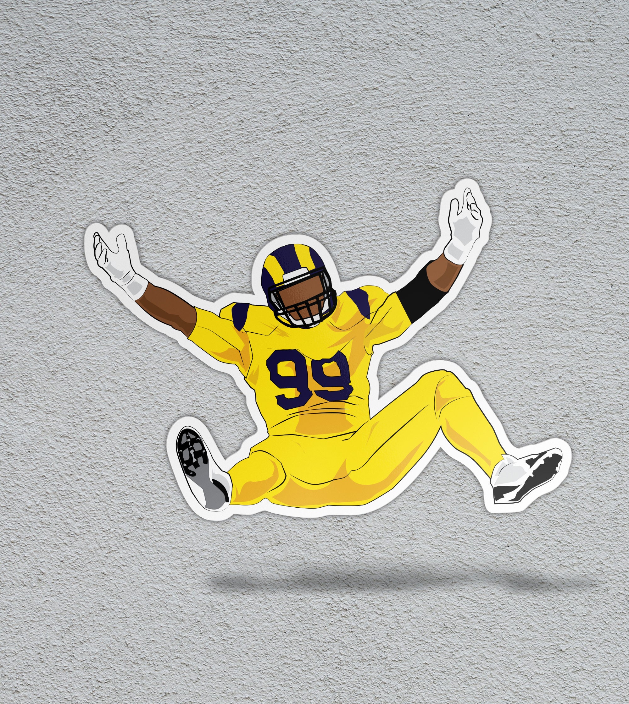 Aaron Donald Cheat Code Embossed Option Football Sticker Los Angeles Rams Decal Laptop Waterproof Vinyl Sticker"