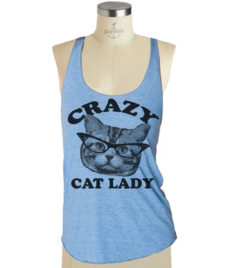 Womens Crazy Cat Lady Tank Top - American Printed Apparel Tri-Blend S M Lg | 6 Color Options