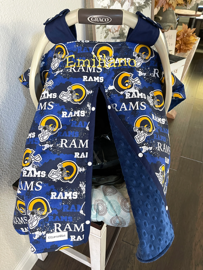 Baby Car Seat Covers - Rams Football Team Carseat Cover Boy Shower Gift