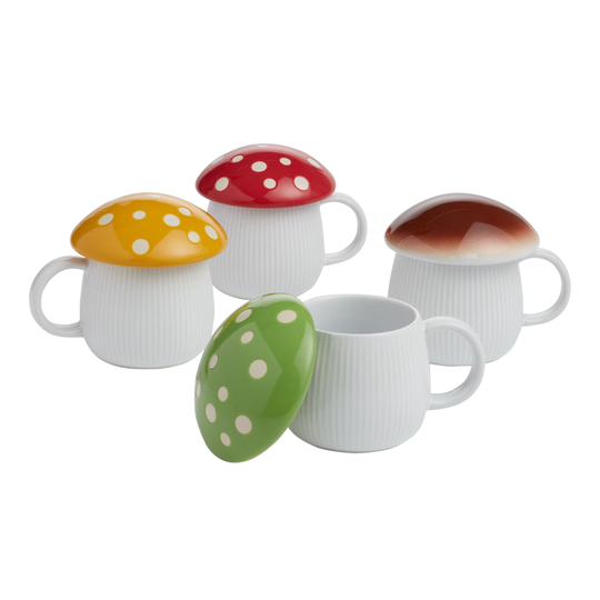 Mushroom Lidded Mug: Brown - Stoneware by World Market