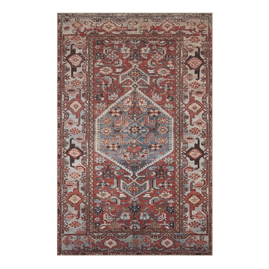Rust and Blue Persian Style Izmir Area Rug - Polyester - 3' x 5' by World Market