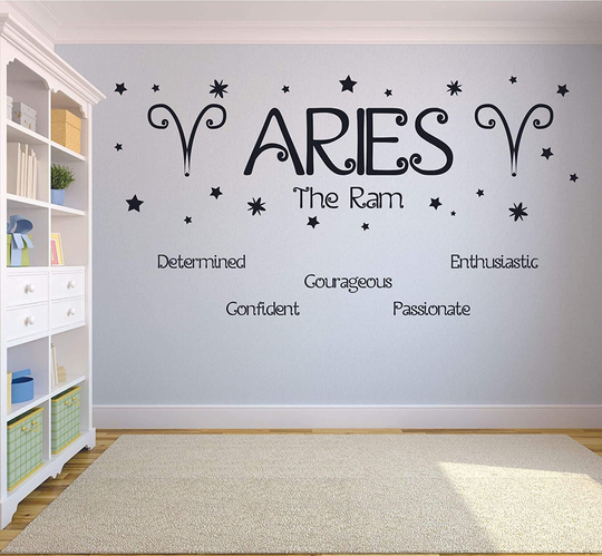 Aries The Ram - Horoscope/Astrology/Zodiac/Birthday Star Sign Sayings Or Quotes Decal Vinyl Wall Art House Decor Stickers For Boys/Girls