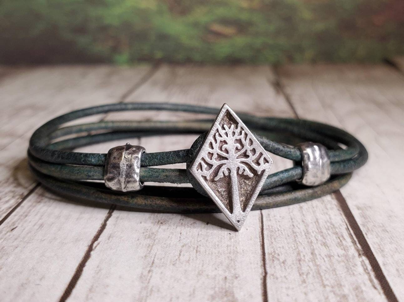 White Tree Of Gondor - Leather Wrap Bracelet Mens Womens Life