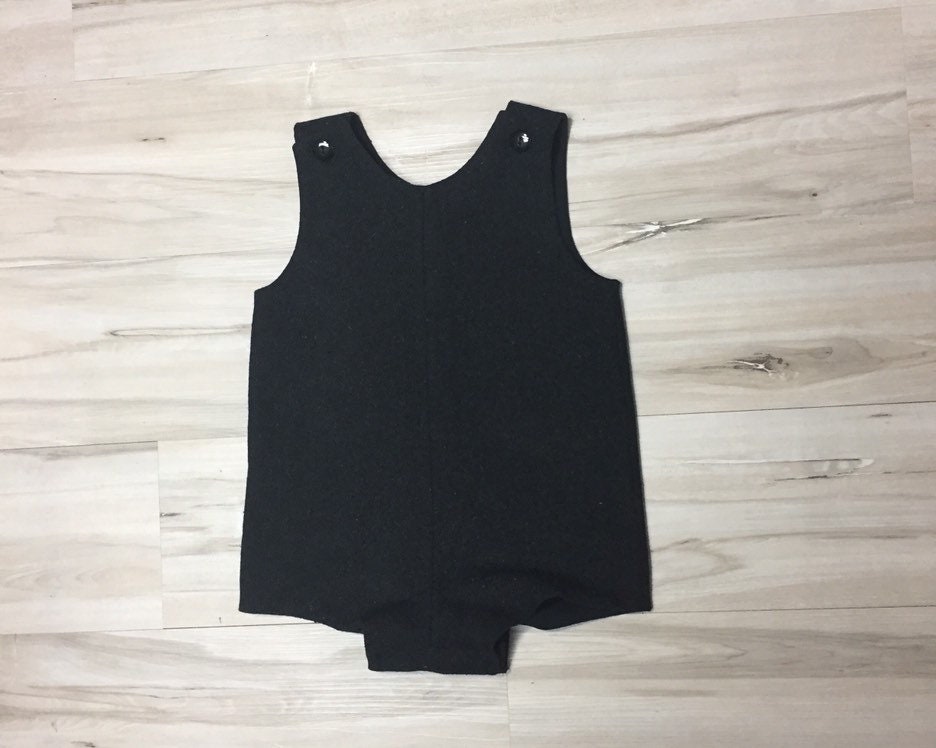 Black Wool Jon Jon, Blend Shortalls Boy, Boys Custom Made Boy Shortalls, Jon Jon