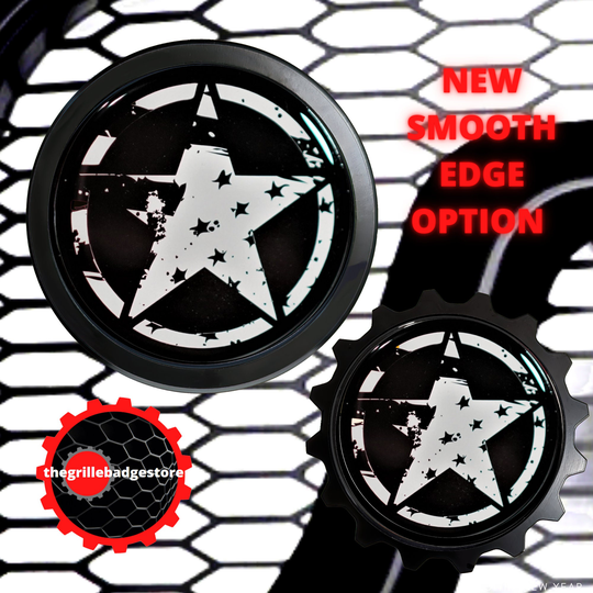 Aluminum Metal & Resin Grille Badge "Battle Star" Black Finish - Fitsdodge Ram Truck For Gas Oil Dodge Fans Mancaves Lover 4x4
