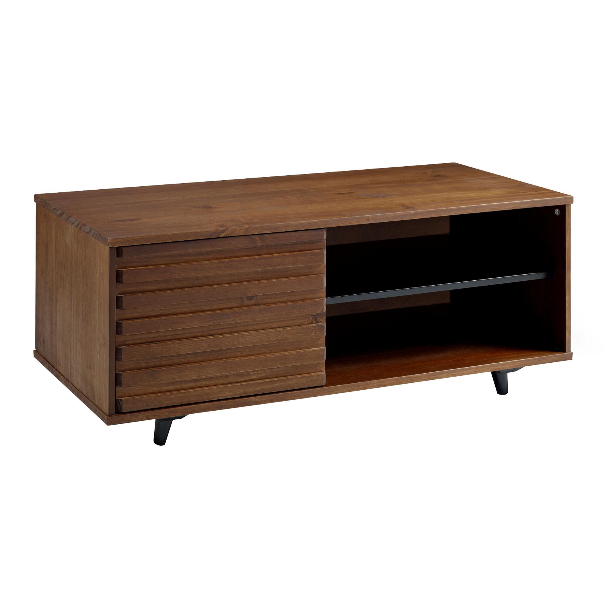 Slatted Door Pine Wood Harte Storage Bench: Brown by World Market