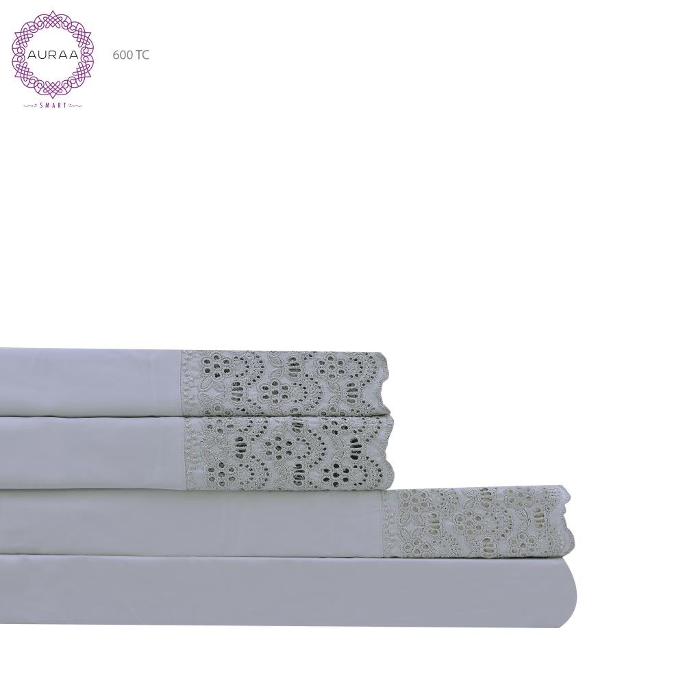Grace Home Fashions RENAURAA Smart Queen Cotton Blend Bed Sheet in Gray | 600CVC_N LC QN SL