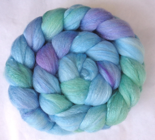 Luxury 60/40 Blend Hand Dyed 18 Micron Merino/Silk Spinning Fiber, Wool Roving For Nuno Felting Light Green Blue Purple 100G/3.5Oz, Lot -C