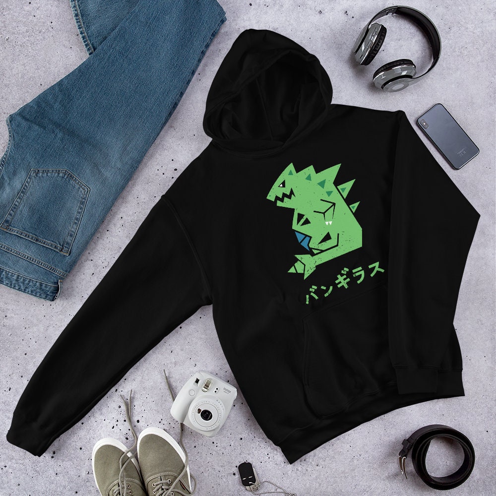 Poke X Mh - Hoodie, Unisex Heavy Blend, Sweater, Graphic, Video, Game, Boy, Gaming, Pixel, 90S, Japan, Shiny, Tyranitar, Monster, Hunter