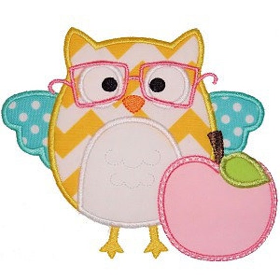 Personalized Wise Old Owl With Apple Applique Shirt Or Bodysuit Girl Boy