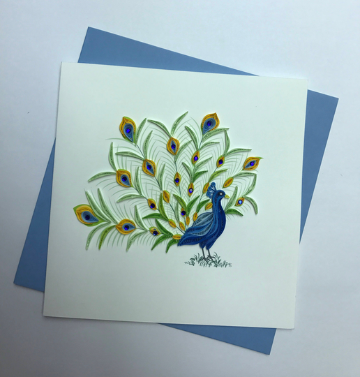 Peacock Quilling Greeting Card, Card, Peacock, Peacock Greeting Card