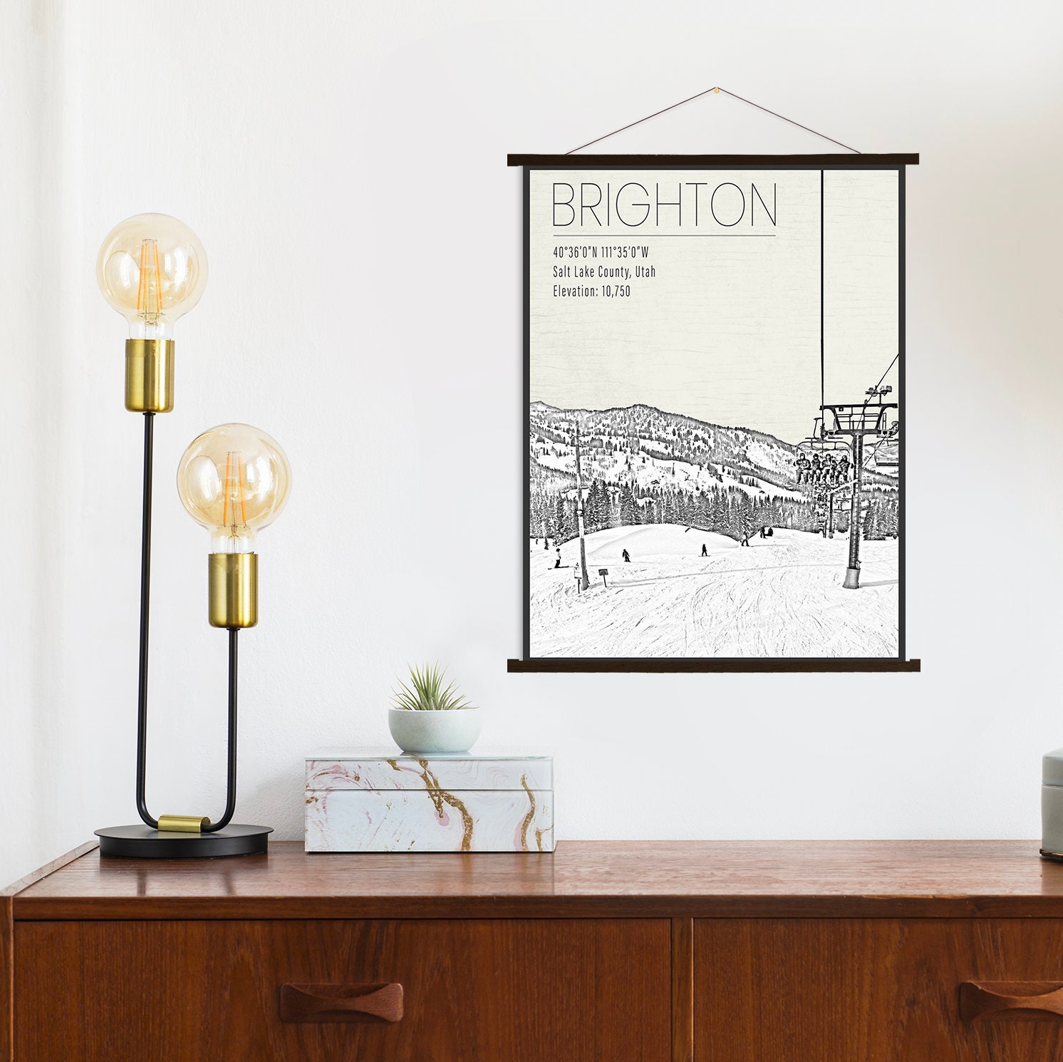 Brighton Utah Ski Resort Print | Hanging Canvas Map Of Printed Marketplace