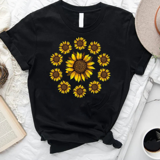 Leopard Sunflower Shirt, Sunflower Shirt, & Floral Shirt, Leopard Print Tshirt, Floral Shirt, Flower Shirt, Botanical Shirt