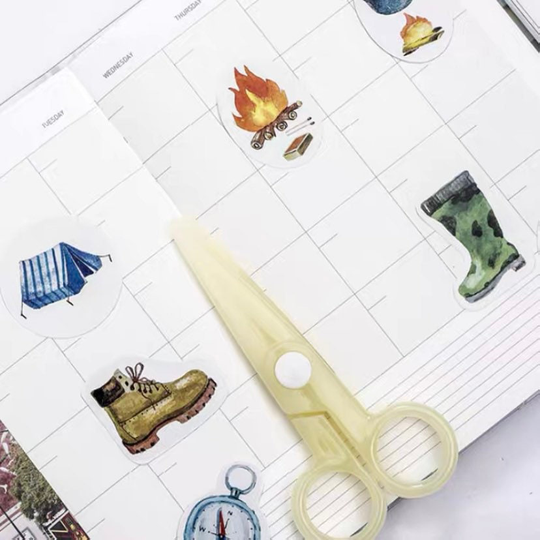 45Pcs Let's Go Camping Stickers Camp Tent Planner Deco Scrapbook Decorations