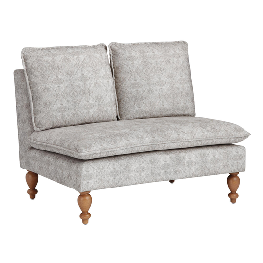 Oyster Gray Diamond Velvet Rae Upholstered Settee by World Market