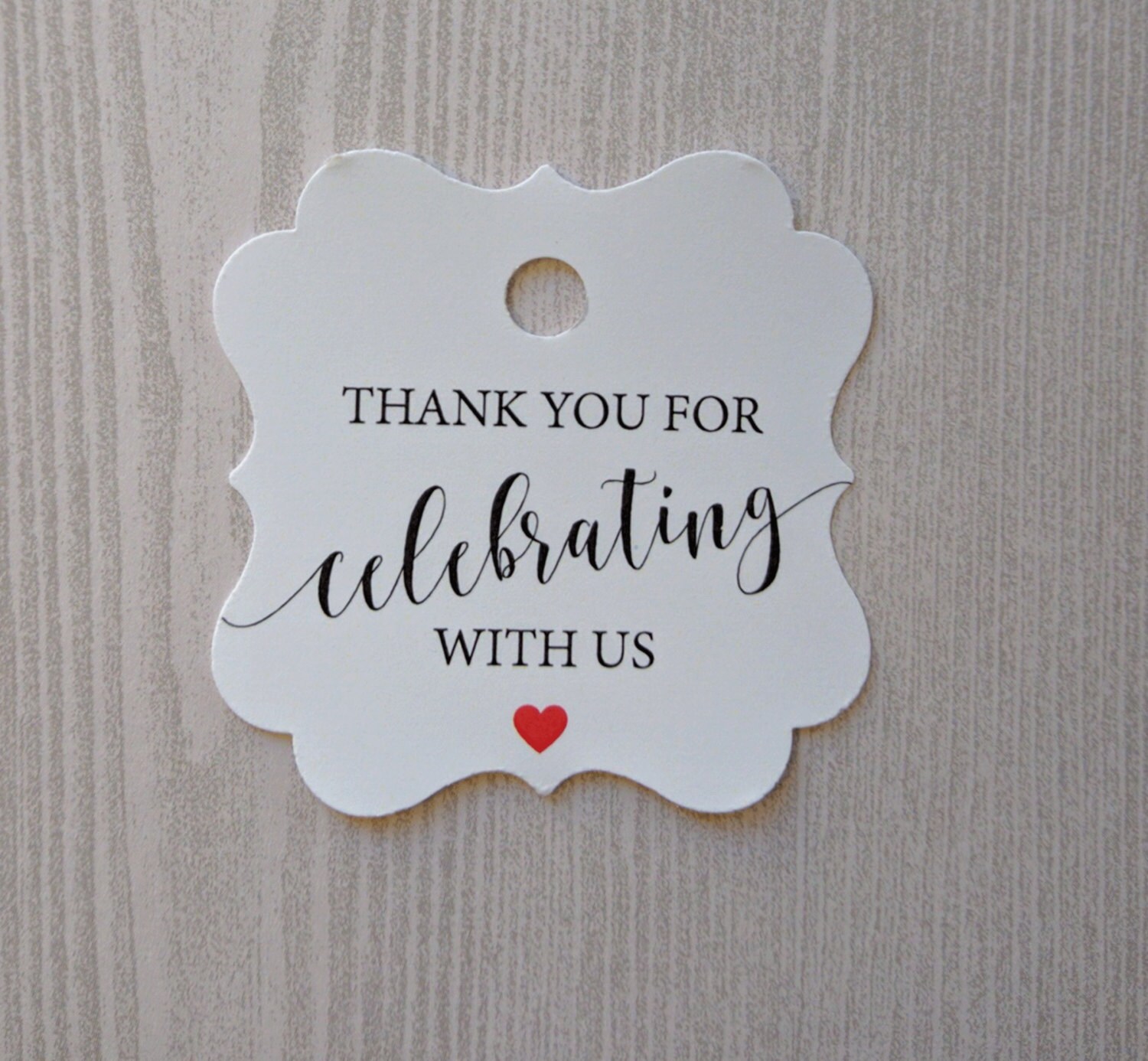 Wedding Favor Tag, Thank You For Celebrating With Us Tags, Custom Bridal Shower Favor Tag Gift