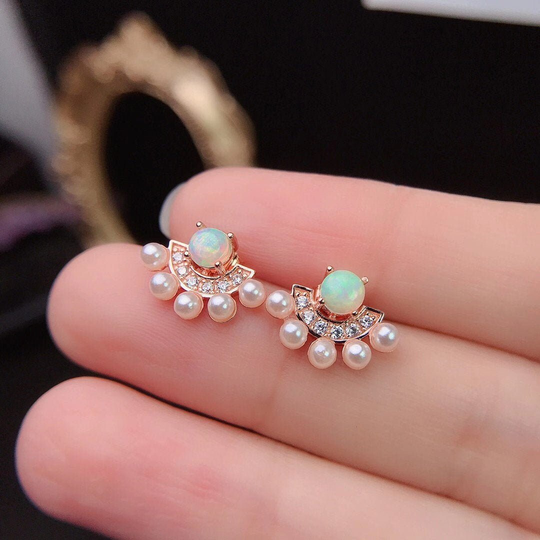 Dainty&gorgeous Genuine 4mm Nature Fire Opal Stud Earring Sterling Silver , Anniversary Gift, Women's Earring,birthday Gift
