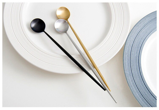 Hot Sale 1 Pcs Stainless Steel Coffee Spoon With Long Handle Kitchen Colourful Scoops Dessert Tea Set