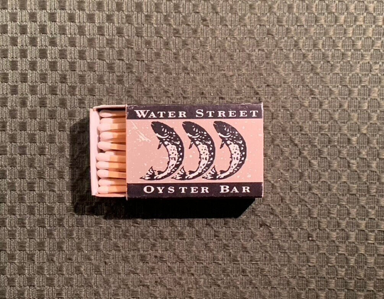 Vintage Matchbook, Water Street, Seafood, Oyster Bar, Texas, Matchbox, with Wooden Match Sticks, Free Ship in Usa
