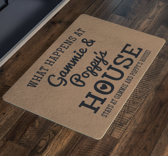 What Happens At Gammie & Poppy's House Doormat, Grandparents Day Gift, Christmas, Gift For Poppy, Anniversary