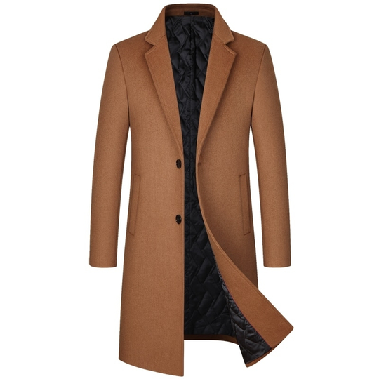 2022 Winter Wool Coat Men Fashion Long Wool Blends England Style Business Casual Trench Coat Men Solid Thick Wool Coats Jackets - khaki, xl - xl beige