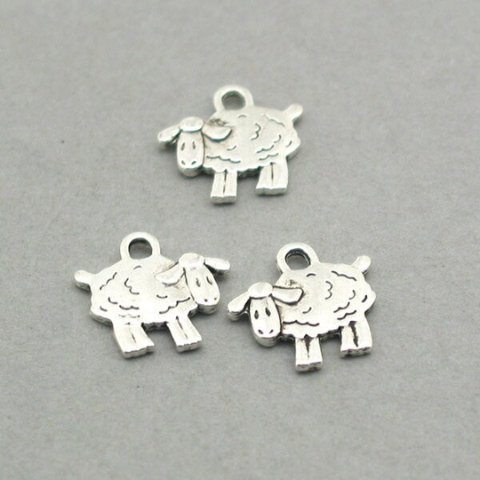 Sheep Charms, Ram Pendant Beads, Up To 16 Pcs, Antique Silver 14x14mm cm0957S