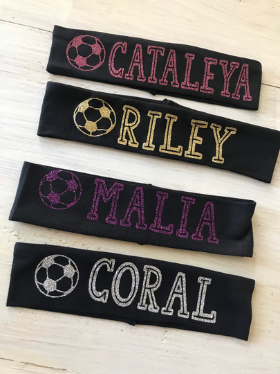 Soccer Headband, Team Softball Cheer Soccer, Girls Black