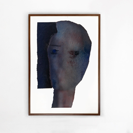 Blue Eye Face Art Print Of Abstract Modern Painting, Art, Signed