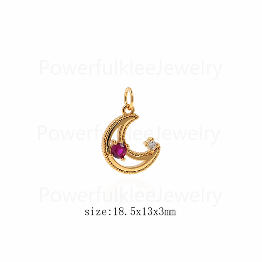 18K Gold Filled Moon Pendant, Cz Micro Pave Charm, Dainty Crescent Necklace, Gift For Women, Valentine's Day Necklace, Jewelry Supplies