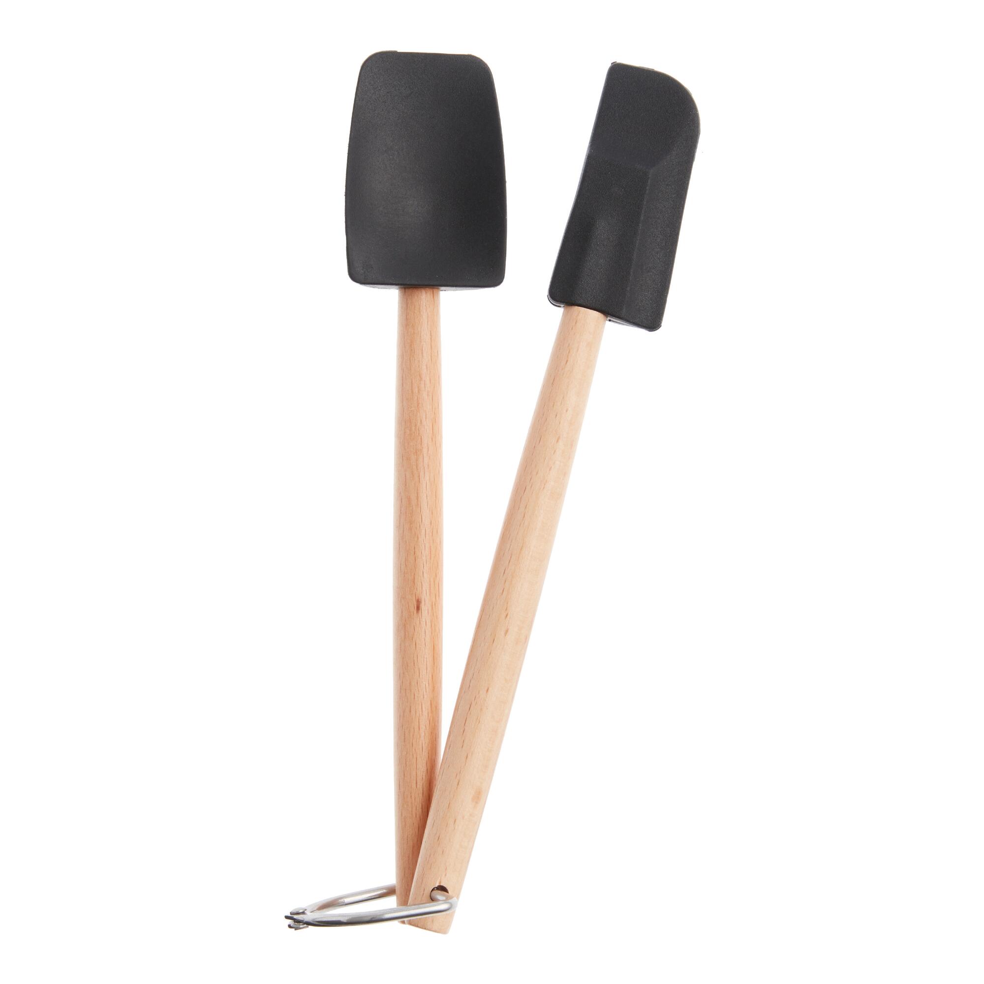 Mini Black Silicone Spatulas With Wood Handles 2 Piece Set by World Market
