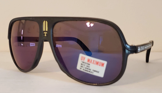 Vintage Aviator Teardrop Sunglasses // Black Rubber Frames Ocean Lens Racing Stripe 90S Sunglasses Vtg Turbo Logo On Side