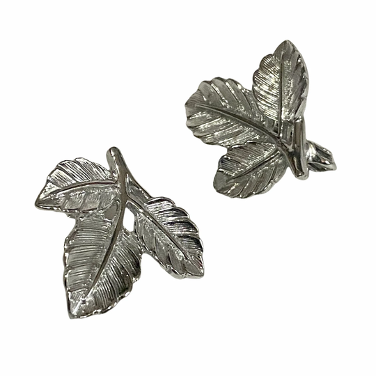 Vintage 1950's Silvertone Leaf Clip On Earrings, Jewelry, Gift For Her