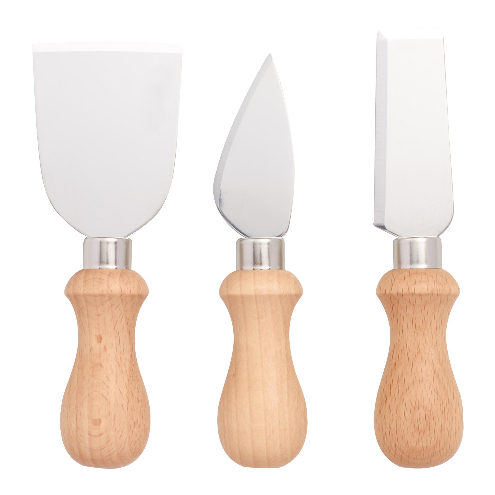Wood and Metal Cheese Knives 3 Piece Set: Natural by World Market